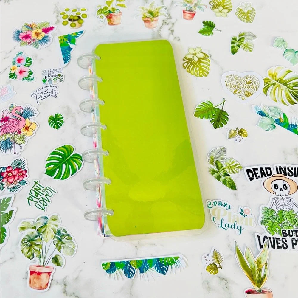 Skinny mini planner tropical weekly layout plants lover stickers